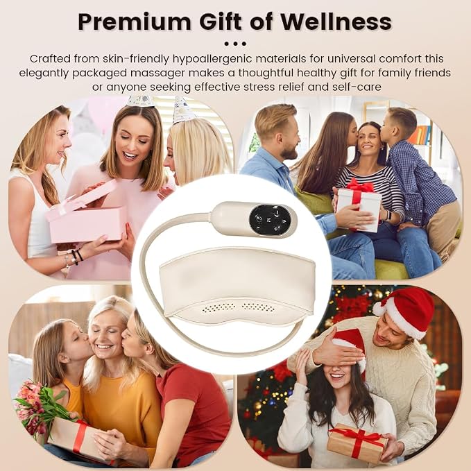 Electric Head and Eye Massager with Heat, Rechargeable 6-Zone Scalp Massager, 4 Modes & 3 Warmth Settings, Ideal for Stress Relief and Home Relaxation