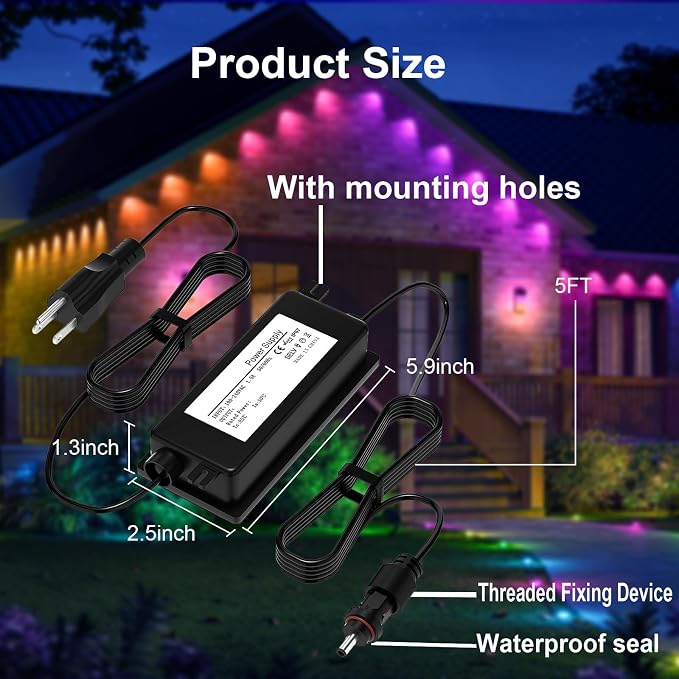 36V Waterproof Power Supply for Govee Permanent Outdoor Lights,Compatible with Govee H705D H705E H705F Permanent Outdoor Lights Power Adapter Cord (Black)