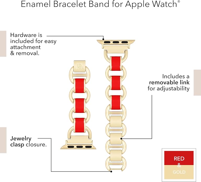 Anne Klein Fashion Chain Bracelet for Apple Watch, Secure, Adjustable, Apple Watch Replacement Band, Fits Most Wrists