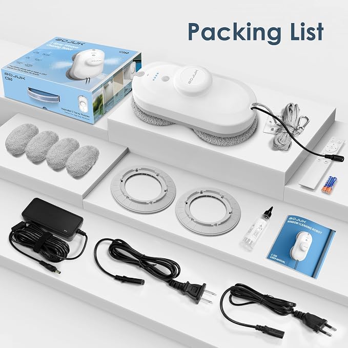 Window Cleaning Robot, 5000Pa Suction, Dual Spray, AI Smart Path Planning, Wet and Dry Glass Cleaner with Edge Detection and Anti-Drop Protection for High-Rise Windows