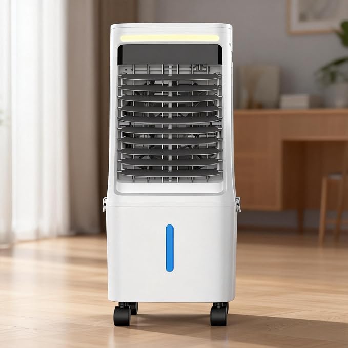 Uthfy 33" Swamp Cooler Air Conditioner, Evaporative Air Cooler with Dual Water Tanks for 24H Cooling, 120° Oscillating, 7 GAL Detachable Water Tank, 12H Timer, Portable AC for Bedroom