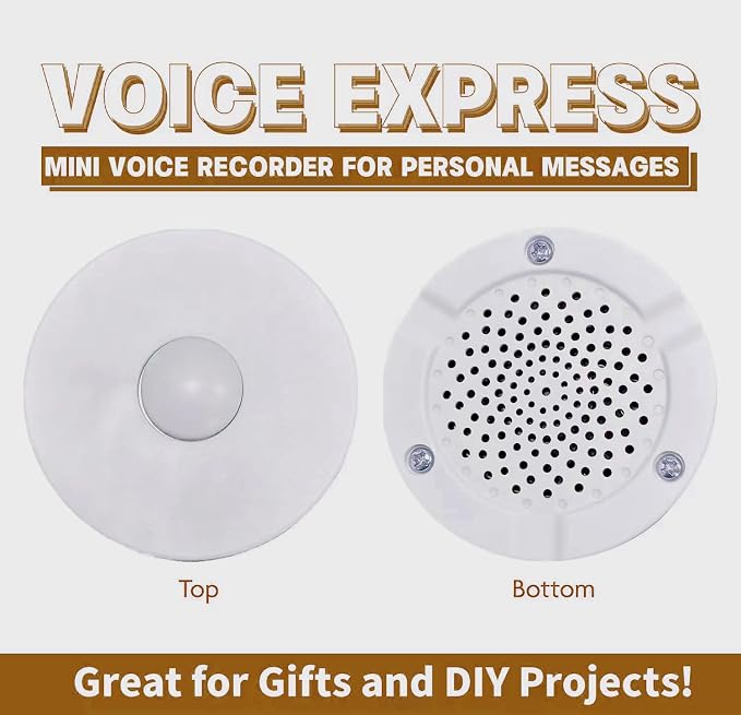 XLW 195 Seconds Message Voice Recorder, Voice Recording Button Record Custom Messages for Crafts, Stuffed Bear, Baby Doll,Pillow and Xmas Halloween New Year Birthday Presents White-2P
