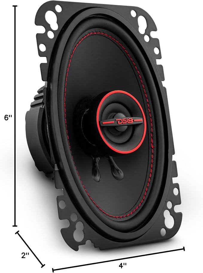 DS18 GEN-X4.6 Coaxial Speaker - 4x6, 2-Way, 135W Max, 45W RMS, Black Paper Cone, Mylar Dome Tweeter, 4 Ohms - Clarity Unparalled by Other Speakers in Their Class (2 Speakers)