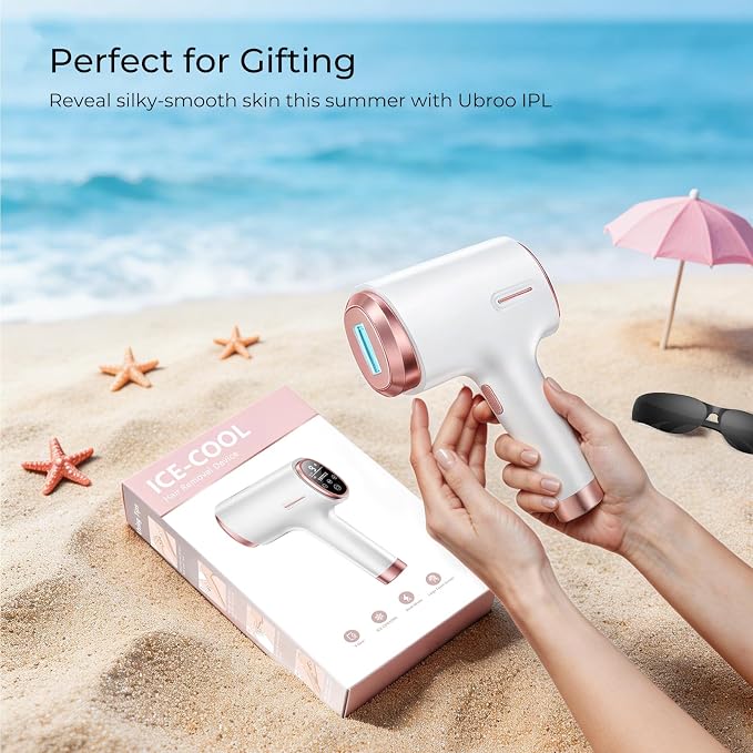 Ubroo IPL Laser Hair Removal Device, 21J Energy, 96% Hair Reduction, 41°F Ice Cooling for Women & Men, Face Bikini Underarm, Safe & Painless, At-Home Professional Results
