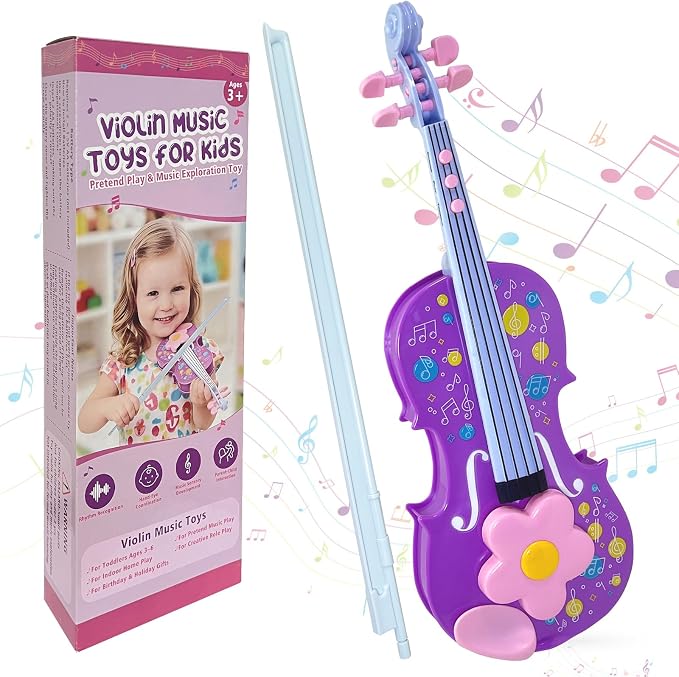 Sealive Kids Electronic Violin Toy with Bow, 17 Inch Music Instrument for Kids Ages 2+, Soft Simulated Bowing Surface, Built-in Songs, Auto Play & Tremolo Modes, Musical Gift for Girls Boys