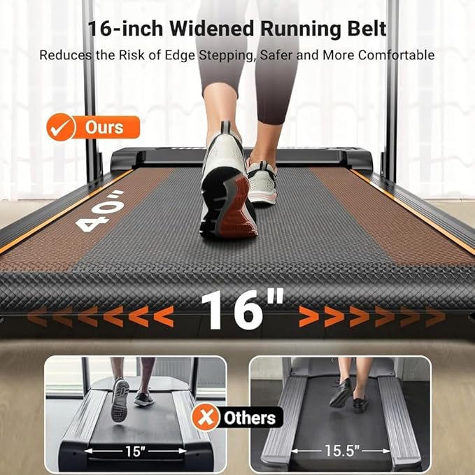 THERUN Walking Pad, 2 in 1 Foldable Treadmills for Home, 0.6-7.6 MPH, 2.5 HP Under Desk Treadmill with Handle Bar, 16" Widened Running Belt, with Remote Control & LED Touch Screen