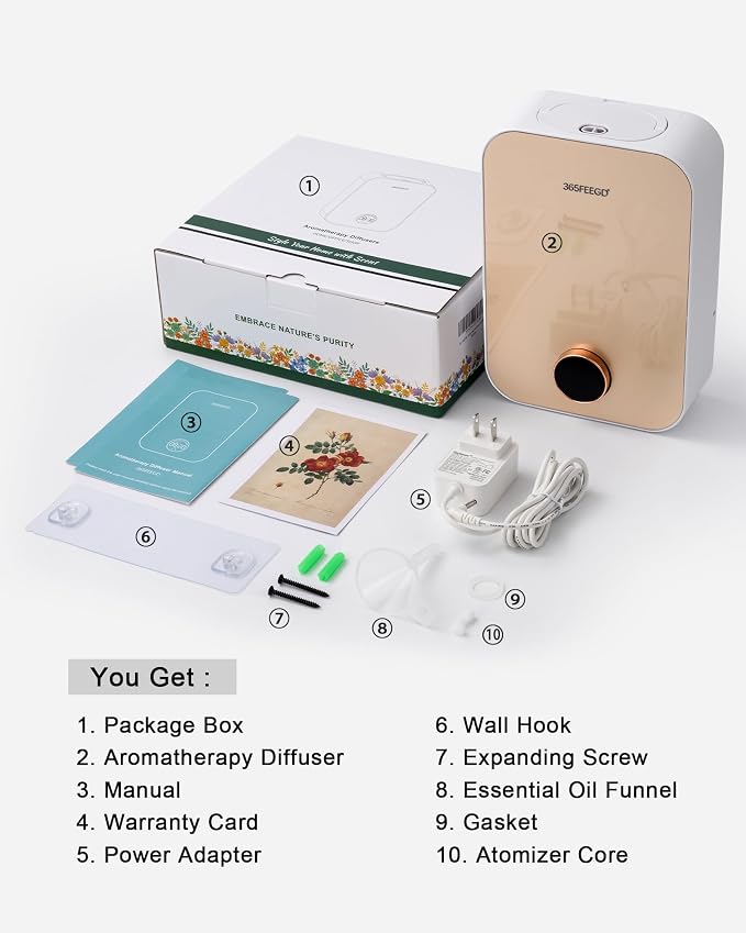 Home Diffuser|150ml Large Capacity Essential Oil Diffuser|Smart Bluetooth Controlled Pure Essential Oil Diffuser|24/7 Customizable Settings (White Gold)