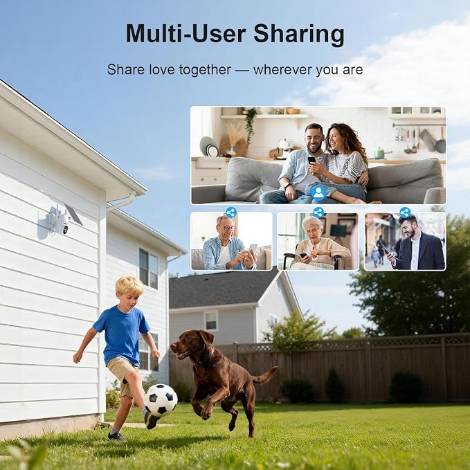 Solar Security Cameras Wireless Outdoor, Free Cloud Storage, WiFi Cameras for Home Security, 360° View Outdoor Camera Wireless, 2K Color Night Vision, AI Motion Detection, Instant Alert, 2-Way Audio