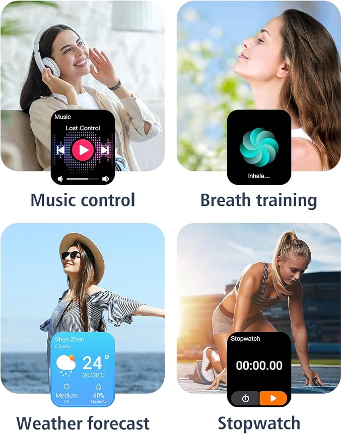 GRV Smart Watches for Men Women, Answer/Make Calls, 1.8" HD Smartwatch for iPhone Android Phones, Fitness Watch with Heart Rate/Sleep/Stress Monitor Steps Calories Counter, IP68 Waterproof (Black)