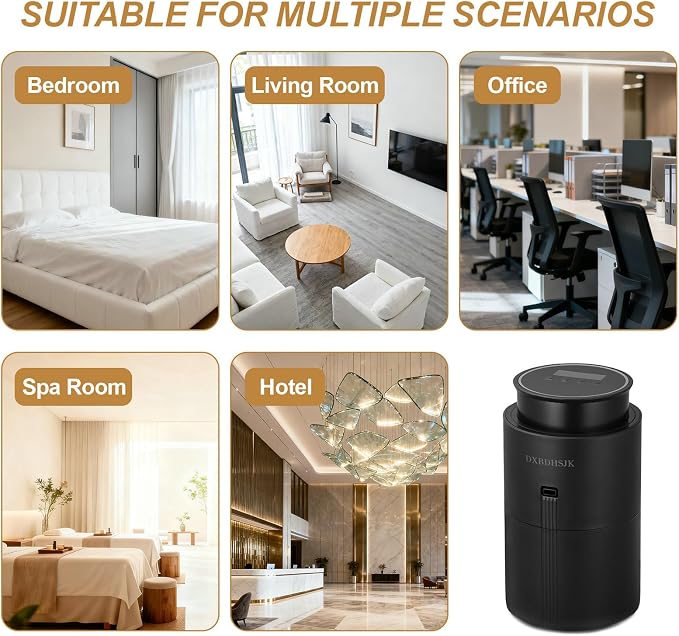 Bluetooth Waterless Diffuser, Smart Home Essential Oil Diffuser, Fragrance Coverage Up to 2,000 Sq Ft, Ideal for Home, Hotel, Office, Restaurant and Spa. (Black)
