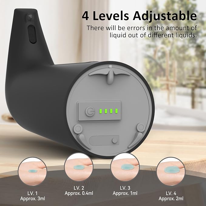 Convenient Automatic Soap Dispenser,4 Adjustable Levels Touchless Hand Sanitizer Pump with Infrared Sensor, 400 ml Countertop Electric Soap Dispenser for Bathroom,Kitchen (BlackBlack)