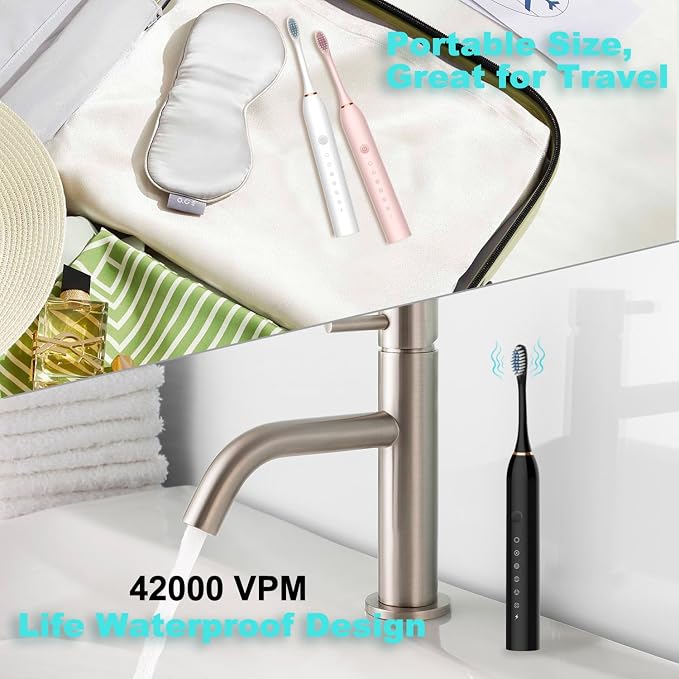 3 Pack Electric Toothbrush with 6 Modes, Rechargeable Toothbrushes with 12 Brush Head, Fast Charge 2 Min and 30s Timer Toothbrush