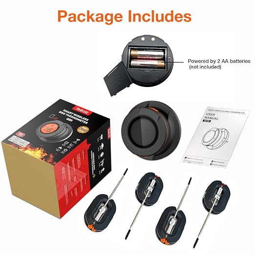 Bluetooth Digital Grill Thermometer, Smart Grill Gauge Thermometer with 4 Meat Probes, Real Time Monitoring BBQ Smoker Thermometer for Kamado Joe Grills Smoker Big Green Egg