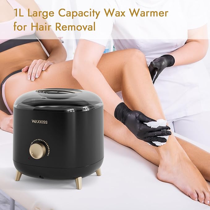 Large-Capacity Wax Warmer for Hair Removal – 1000 ml Wax Heater with Adjustable Temperature Control, Ideal for Salon & At-Home Use (Black)