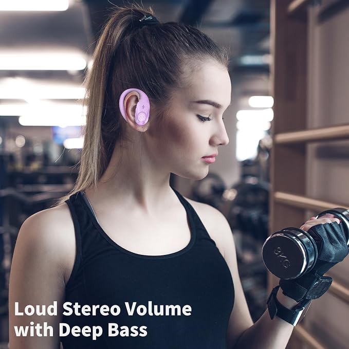 Wireless Earbuds Bluetooth Headphones 96H Playtime LED Display Waterproof Built in Mic Deep Bass Sound Secure Over Ear buds Earhooks for iPhone Android Samsung Cell Phones Sport Workout Gaming Running