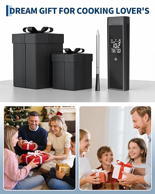 Garvee Smart Bluetooth Wireless Meat Thermometer, Long-Range Food Thermometer with Wireless Probe, Standalone Display Base, Dual Sensors, Perfect for BBQ, Oven, Smoker, Grill