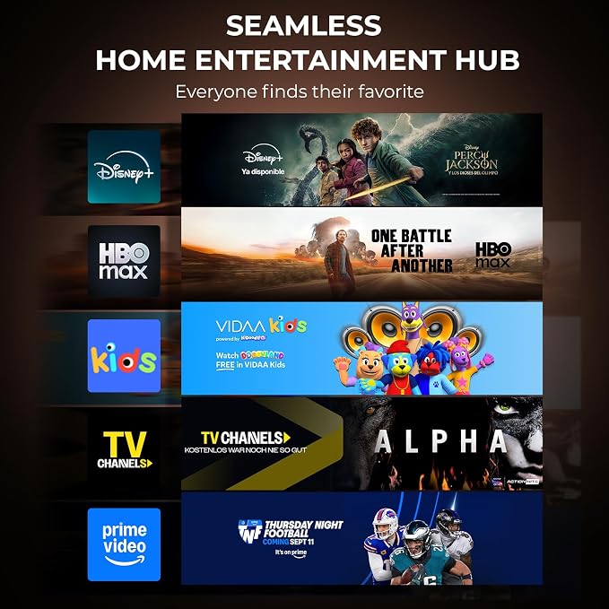 4K Projector with WiFi and Bluetooth, VIDAA Smart Projector 1200+ APPs&Official AirPlay&Voice Control 2000 ANSI Auto Focus Keystone Indoor/Outdoor Projector 60W Dolby Home Theater