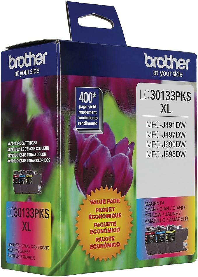 Brother High-Yield Color Printer Ink Cartridges LC3013 3-Pack for Work Smart Series - Professional Grade Ink for MFC-J491DW, J497DW, J690DW, J895DW - Up to 400 Pages per Cartridge