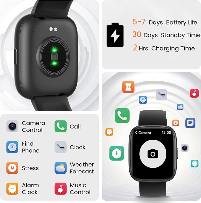 Smart Watch with Alexa Built-in, 1.83" HD Touchscreen Fitness Tracker with Bluetooth Calling, Fitness Watch with Heart Rate/Sleep Monitor, 120+ Sports Modes, IP68 Waterproof Smartwatch for Android iOS