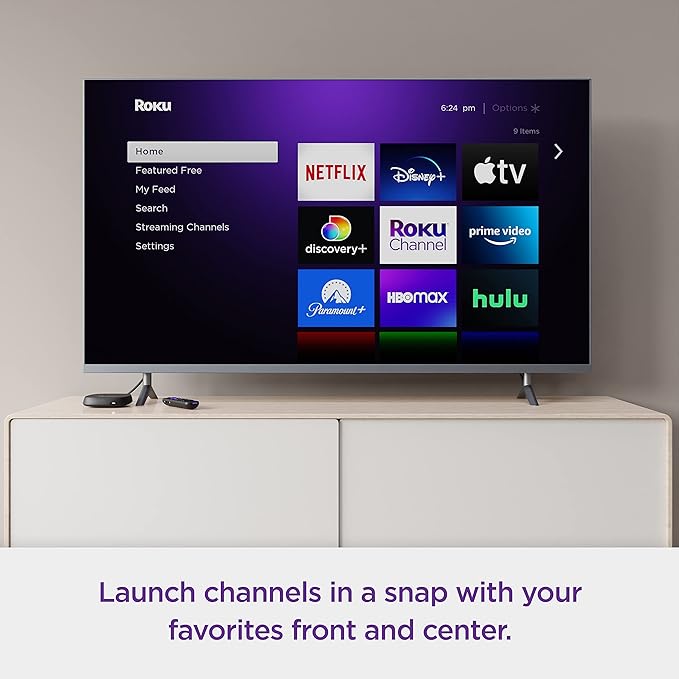Roku Ultra | The Ultimate Streaming Device 4K/HDR/Dolby Vision/Atmos, Rechargeable Roku Voice Remote Pro, Ethernet Port, Hands-Free Controls, Lost Remote Finder, Free & Live TV
