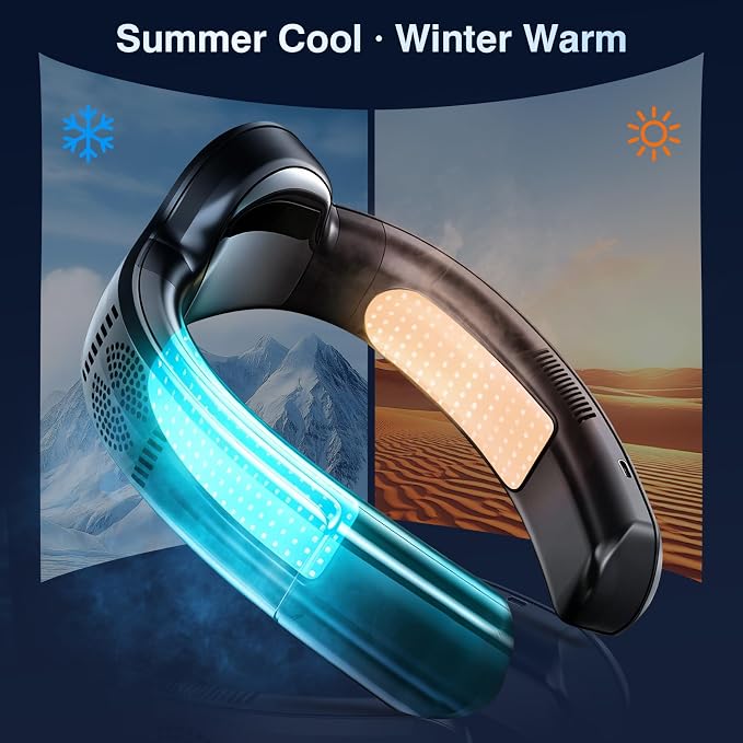 Portable Neck Fan Air Conditioner,2026 Wearable Neck Cooler with 3 Cooling Plates,4739 sq mm Cooling Area,3D Airflow,6000mAh USB-C Rechargeable Personal Fan,Quiet Cooling Fan for Travel Office Outdoor