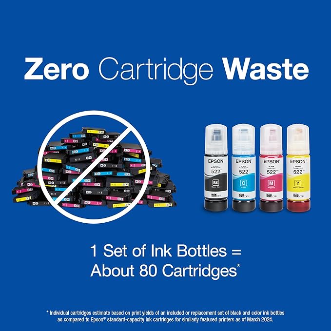 Epson 522 EcoTank Ink Ultra-high Capacity Bottle Black & Color Combo Pack (T522120-BCS) Works with ET-2720,2800,2803,2840,4700,4800,4810,(Pack of 2)