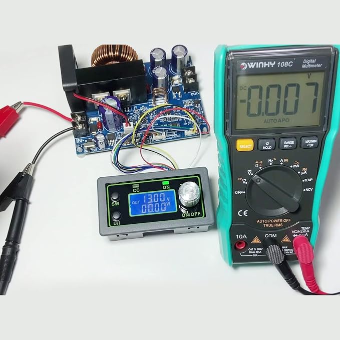 CNC Buck Adjustable Power Supply Module, Adjustable Buck Converter 50V 20A 1000W Voltage and Ammeter DC Voltage Regulator, LCD Display/DC Converter/DC CNC Power Supply/DC Converter Gray