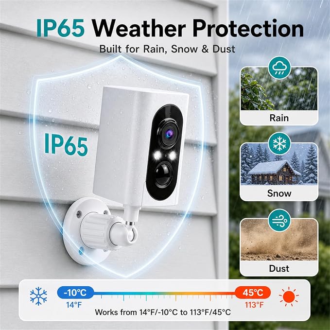 2K Security Cameras Wireless Outdoor, 355° Pan Rotate, Battery Powered, Color Night Vision WiFi Cameras, AI Motion Detection, Cloud/SD Storage, IP65, Alert & Alarm, Cameras for Home Security, 2 Pack