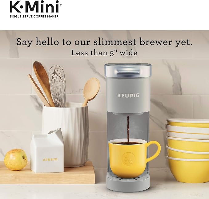 Igloo Automatic Self-Cleaning Portable Electric Countertop Ice Maker Machine with Handle & Keurig K-Mini Single Serve Coffee Maker, Studio Gray, 6 to 12 oz. Brew Sizes