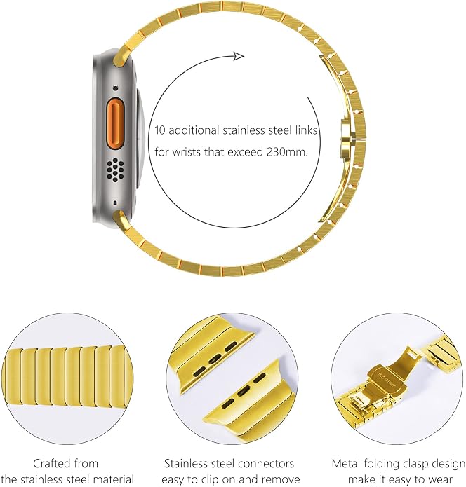 NewWays Titanium & Stainless Steel Link Bracelet for Apple Watch Band Ultra 3 2 1 Band 49mm Series11 10 46mm 42mm 45mm 44mm 41mm 40mm 38mm Series 3-11