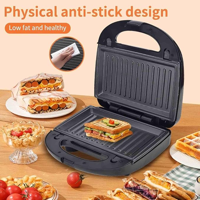 10 in 1 Panini Press Sandwich Maker 750W,Egg Sandwich Maker Panini Press with Removable Non-Stick Paltes,Cool Touch Handle,Easy to Clean,for Making Breakfast,Egg,Mini Waffle,Kitchen Appliances,Black