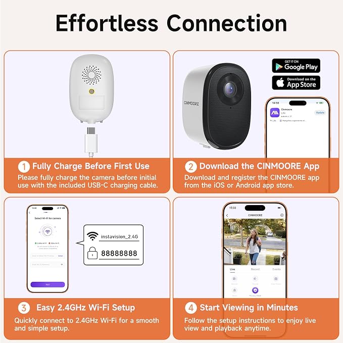 4MP 2.5K Wireless Window Camera, Rechargeable Indoor HD Home Security Camera, 2.4GHz WiFi, Full Color Night Vision, AI Motion Detection, Anti-Glare, No Wiring, Static Cling Mount No Residue