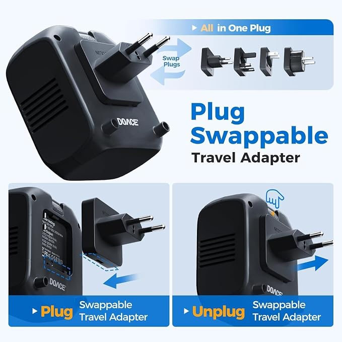 Upgraded 2000W Voltage Converter US to Europe for Hair Dryer - 220V to 110V Converter for European Travel, Power Converter Adapter Combo with 2 PD/QC & UK/AU/US/IT/European Travel Plug Adapters