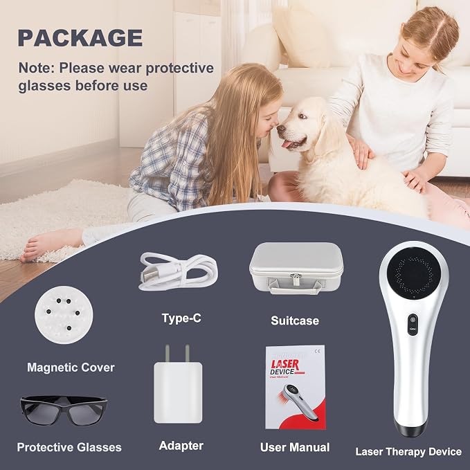 Handheld Home Cold Laser Therapy Device for Dogs and Pets, Vet Infrared Red Light Treament Machine with 808nm & 650n, LLLT Physiotherapy Equipment Portable, Animals Teddy Chihuahua Puppy Cat Horse