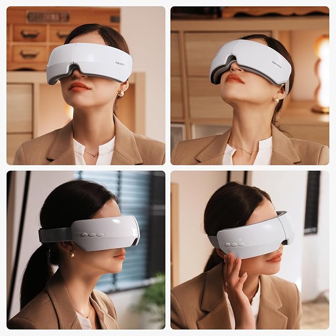 TOLOCO Eye Massager with Heat,Bluetooth Music,Compression,Electric Adjustable Eye Massager,Improve Sleep,Holiday,Birthday,Christmas Gifts Eye Mask for Women Men