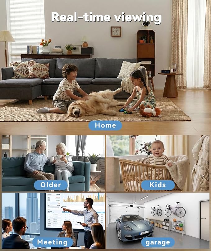 1080P HD Wireless WiFi Indoor Camera Smoke Detector for Home Security with App Control & Motion Detection,Outdoor Camera with Night Vision & Loop Recording for Office,Garage,Shop,Easy to Use