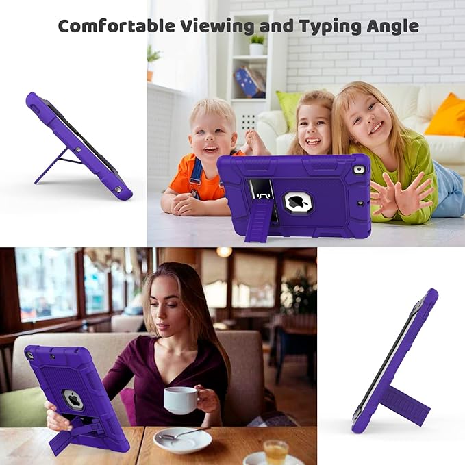 Rantice iPad 9th Generation Case, iPad 8th Generation Case, iPad 7th Generation Case, Hybrid Shockproof Rugged Drop Protection Cover with Kickstand for iPad 10.2'' Purple+Black