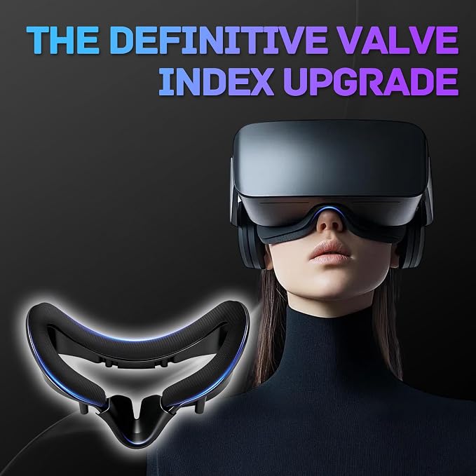 Valve Index Face Gasket Complete Ice Silk Washable Hygienic VR Cover for Valve Index Headset,Magnetic Bracket 2X Silk Ice Foam Pads Lens Cover Nose Pad 4 Thumbstick Caps 2 Cloths 2 Spare Tapes