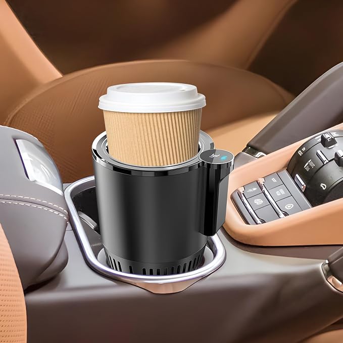 Black Car Cup Holder with Golden Aluminum Cup