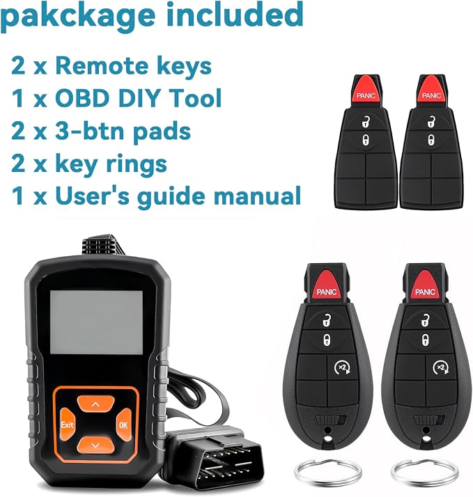 GQ4-53T for 2013-017 Dodge Ram 1500 2500 3500 with Simple Key OBD Tool | Easy to install,starsGood spare key,Saved Me a Lot Of Money,Durable ABS Plastic,Does exactly what it should do