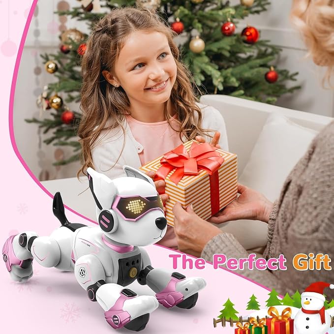 okk Robot Dog for Kids, Remote Control Dog and Touch Voice Interactive, Programmable Robot with lmitation Show, Sing Dance Electronic Pet, Smart Gesture Sensing Puppy Gift for Boys Girls