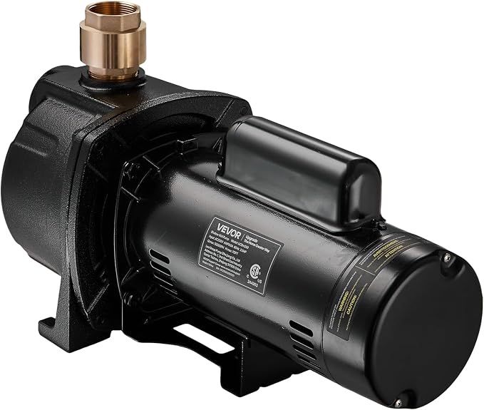 VEVOR 2 HP Shallow Well Jet Pump, 230 Volt, 5200 GPH Cast Iron Well Jet Pump, with 112 ft Max Head Lift, Check Valve, Thermal Protection, Automatic On/Off, for Garden Irrigation Lawn Sprinkler System