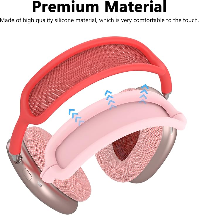 Silicone Case Cover for AirPods Max Headphones,Ear Pad Case Cover/Ear Cups Cover/Headband Cover for AirPods Max 2/1 (2026/2024/2020)(USB-C/Lightning),Silicone Accessories for Apple AirPods Max 2, Pink | Ear Pad Case Cover