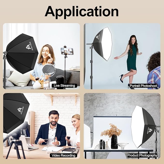 Softbox Photography Lighting Kit,22"X22" Soft Box Lighting Set with Double 85W 3000-7500K LED Bulbs,Photo Studio Equipment for Photography,Podcast Lighting,Shooting,Video Recording
