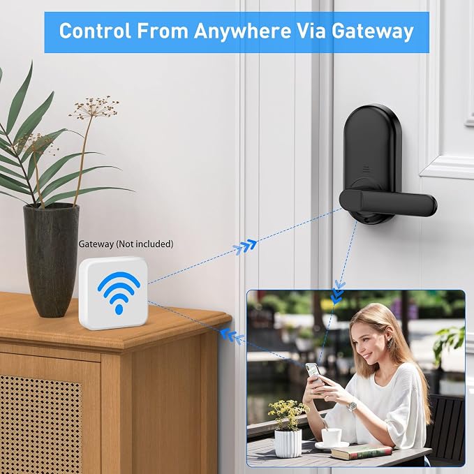 Smart keypad Door Lock with Handle,Fingerprint Keyless Entry Digital Lock with Built-in doorbell for Front Door,Bedroom,biometric Door knob, APP Control