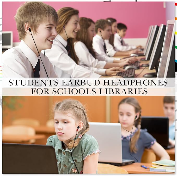 Konohan 160 Packs Bulk Earbuds with Wire Earphones Classroom Wired Headphones for Students Headphones Individually Bagged, 8 Colors Ear Buds Bulk for Classroom School Library(Solid Color)