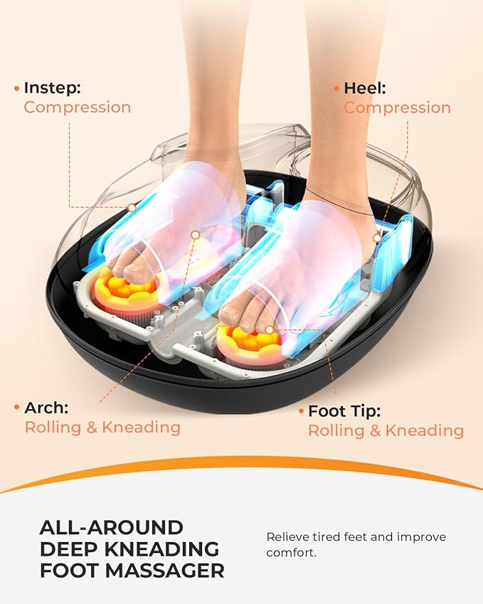 CooCoCo Upgraded Foot Massager with Heat, FSA Eligible Shiatsu Feet Massager for Plantar Fasciitis, Foot Warmer with Kneading, Rolling, Compression, Foot Massage Machine for Women Men Mom Dad