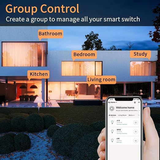 Micmi Smart light switch 2gang, Works with Alexa, Compatible with Google Assistant, No Hub Required, Smart Home WiFi Wireless, Suit for 1/2/3/4 Gang Switch Box, Neutral Wire Required, White 4pack