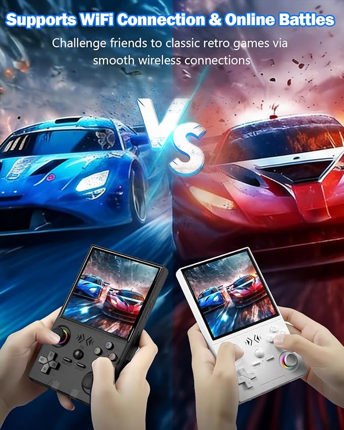 XF40V Retro Handheld Game Console, Retro Gaming Console 4.0 Inch 4K HD IPS Screen, Linux Open Source System, 18000+ Classic Games, Portable Pocket Video Gaming for Adults (64G White)