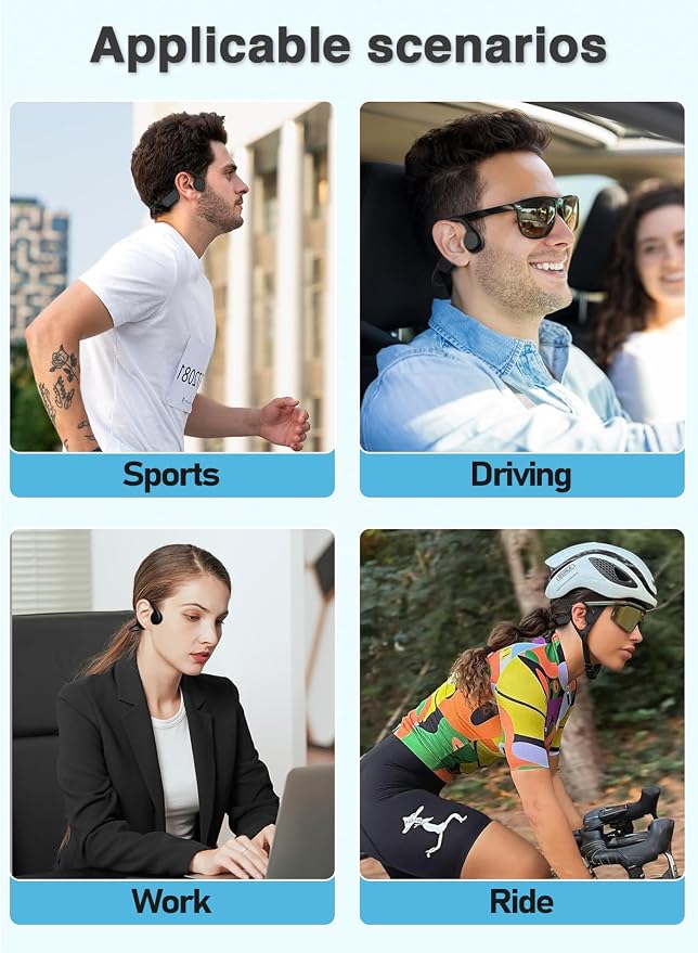 Bone Conduction Headphones for Swimming, IPX8 Waterproof Bluetooth 5.3 Open Ear Headphones with 32GB MP3 Player, 10H Battery, Built-in Mic for Running, Cycling, Workout
